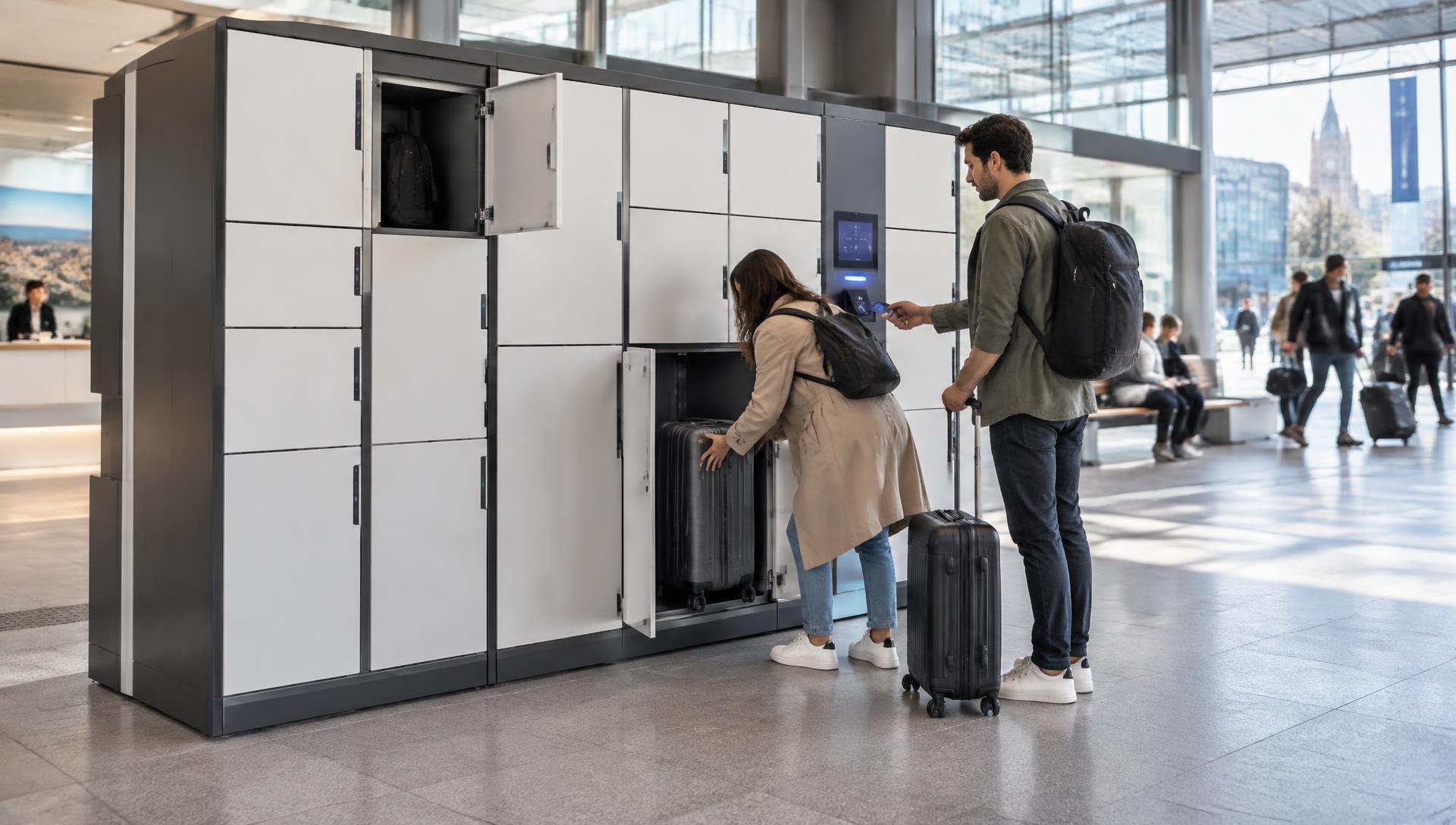 Potential self-service luggage storage lockers at a public visitor location